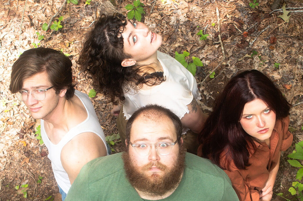 a group of people looking up