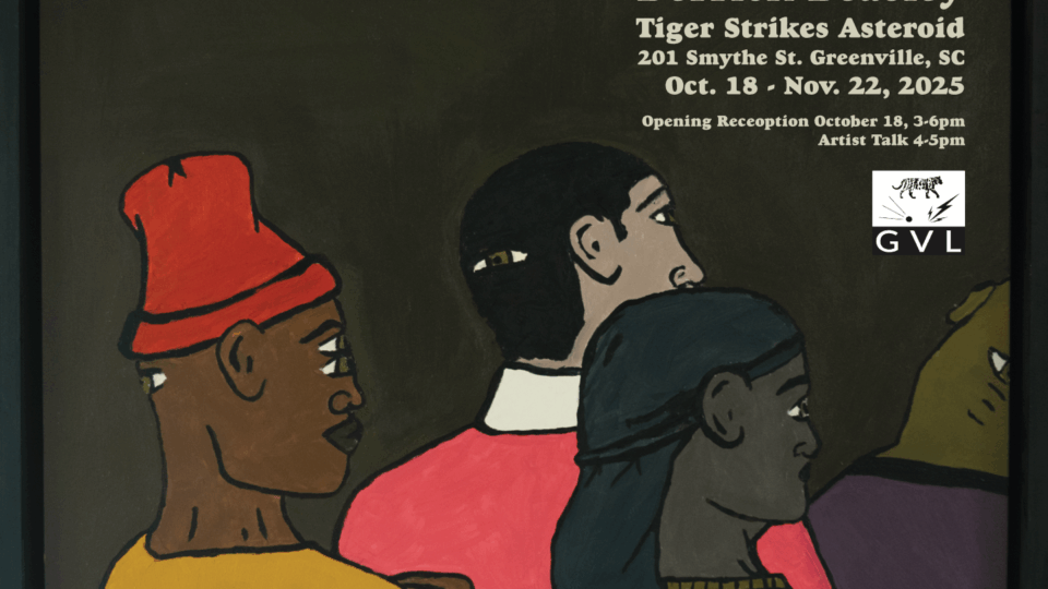 Art exhibition announcement with diverse figures.