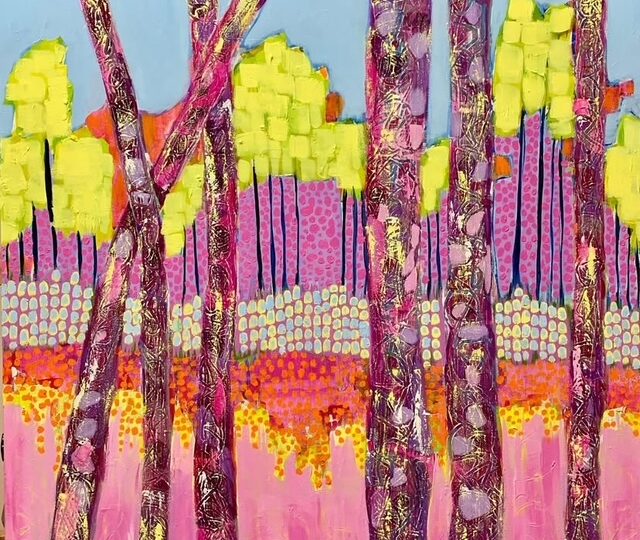 Colorful abstract forest landscape painting
