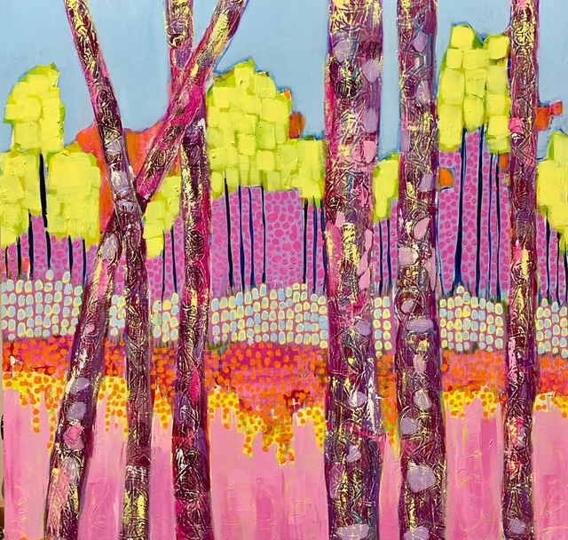 Colorful abstract forest landscape painting