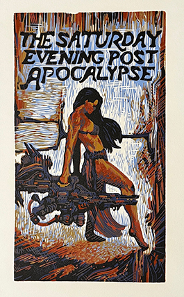 Woman with weapon in apocalypse setting