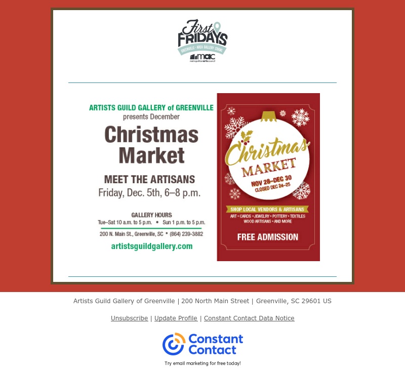 December Christmas Market invitation flyer