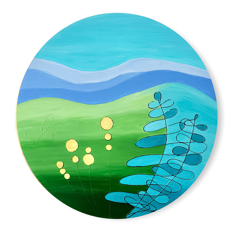 Abstract landscape with blue and green