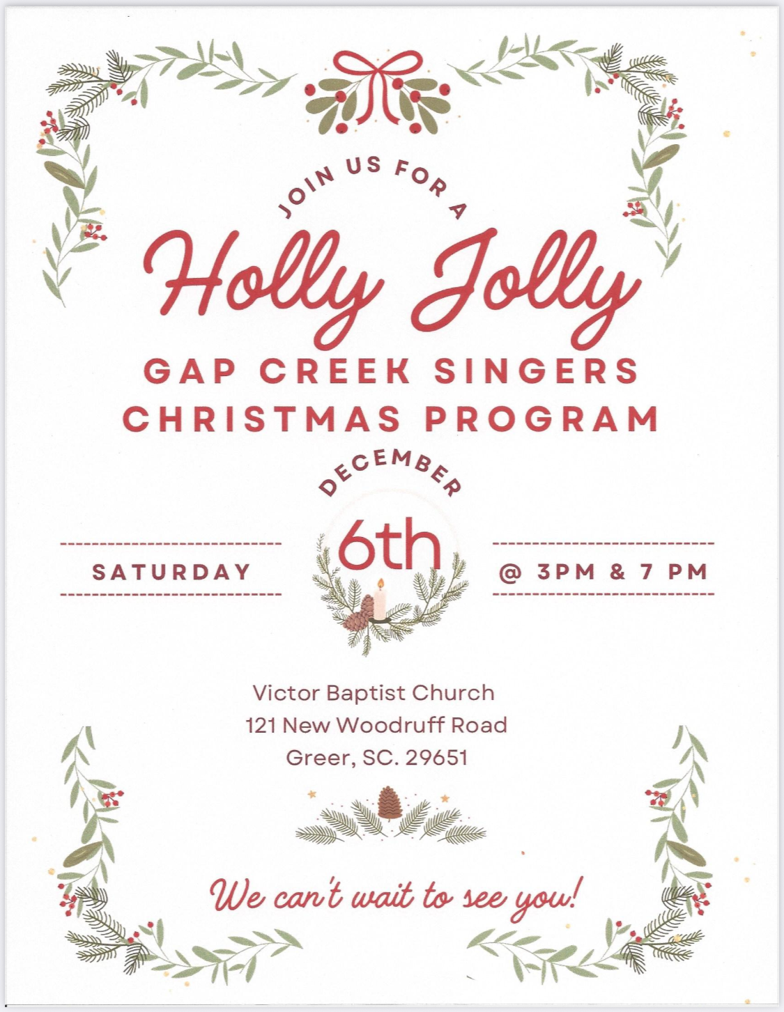 Christmas program invitation for December