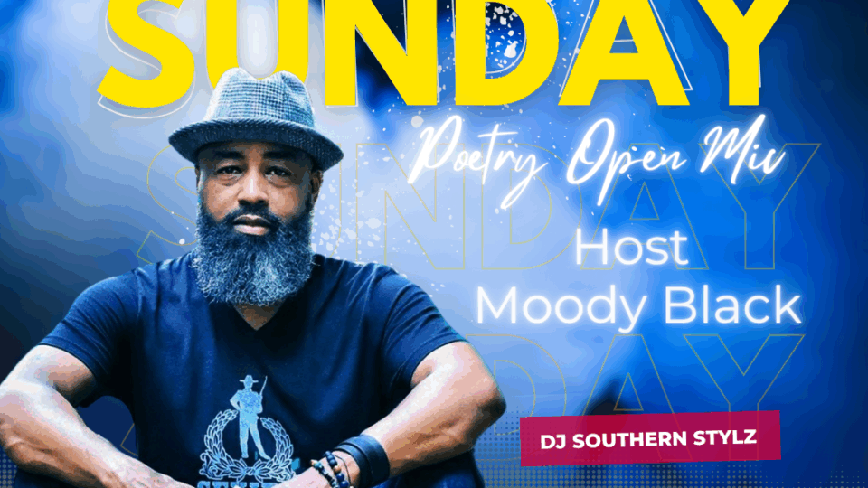 Poetry open mic event announcement.