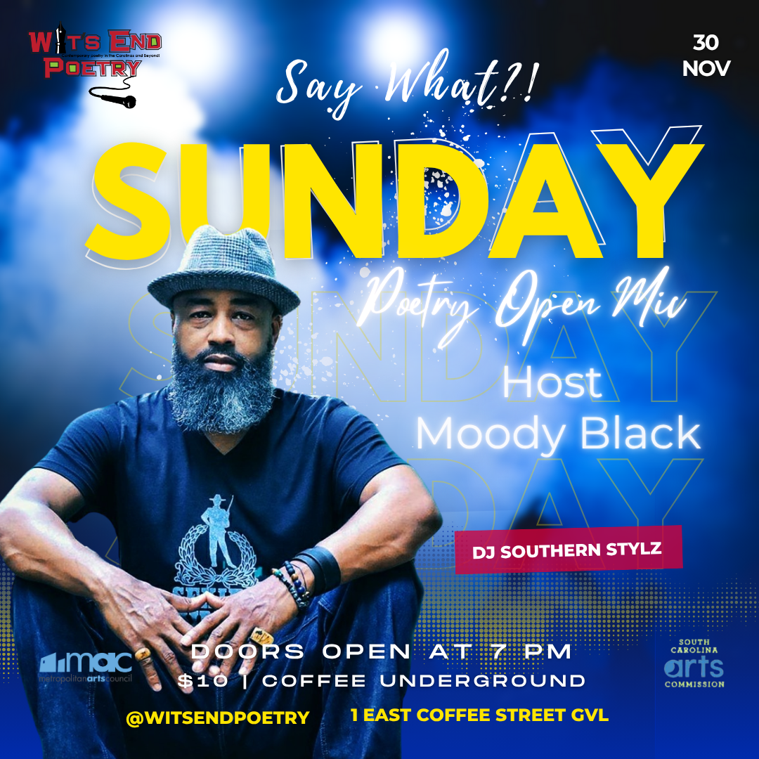 Poetry open mic event announcement.