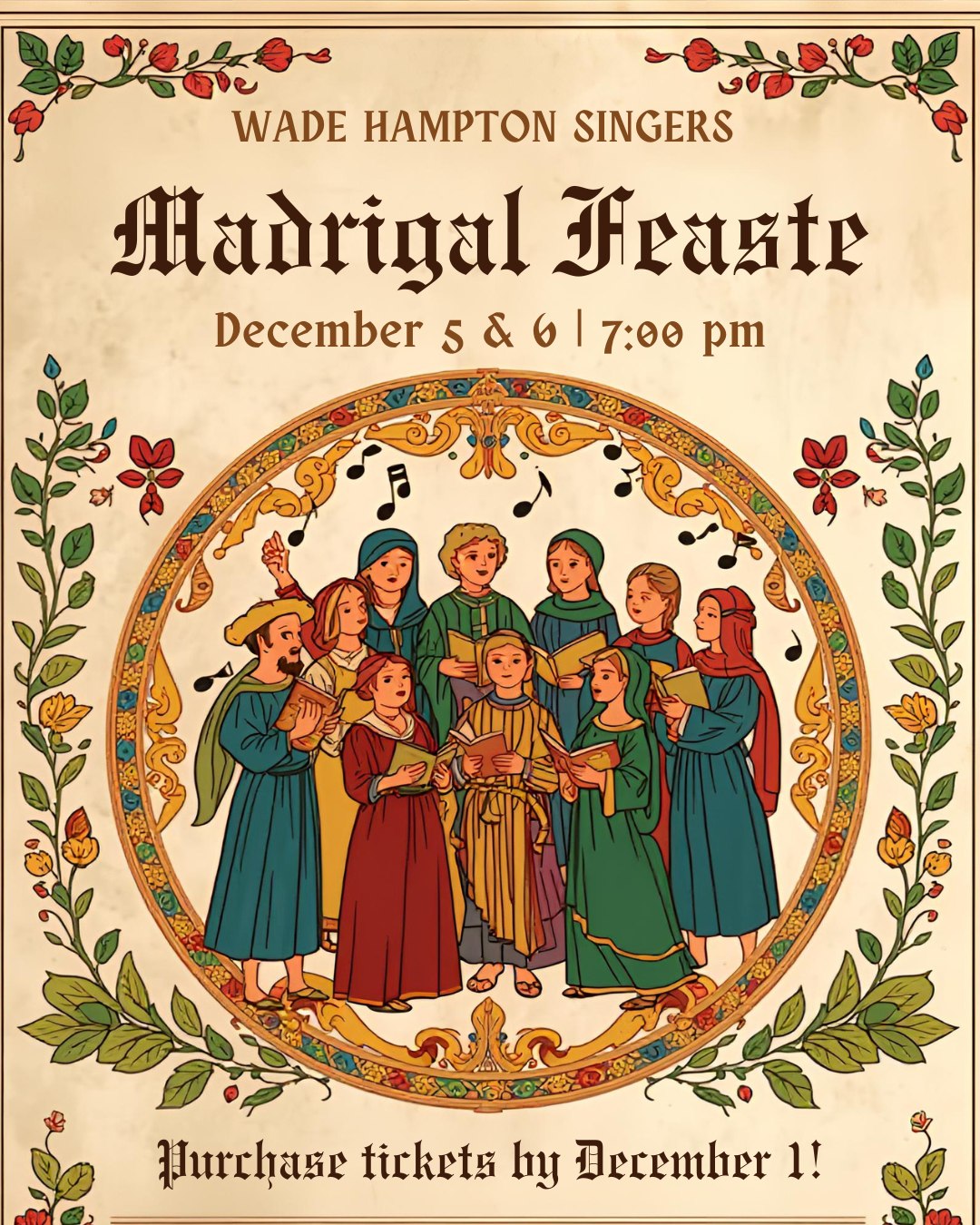 Wade Hampton Singers holiday performance announcement.