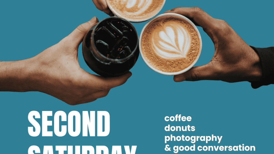 Coffee gathering with conversation and photography