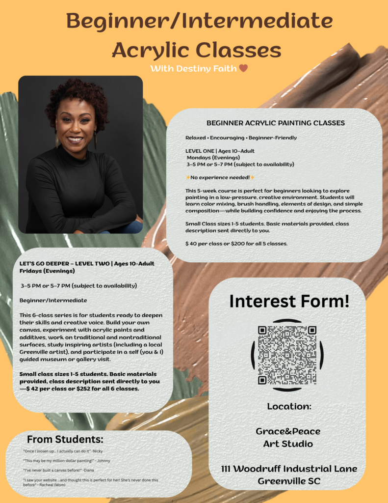 Acrylic painting class advertisement.