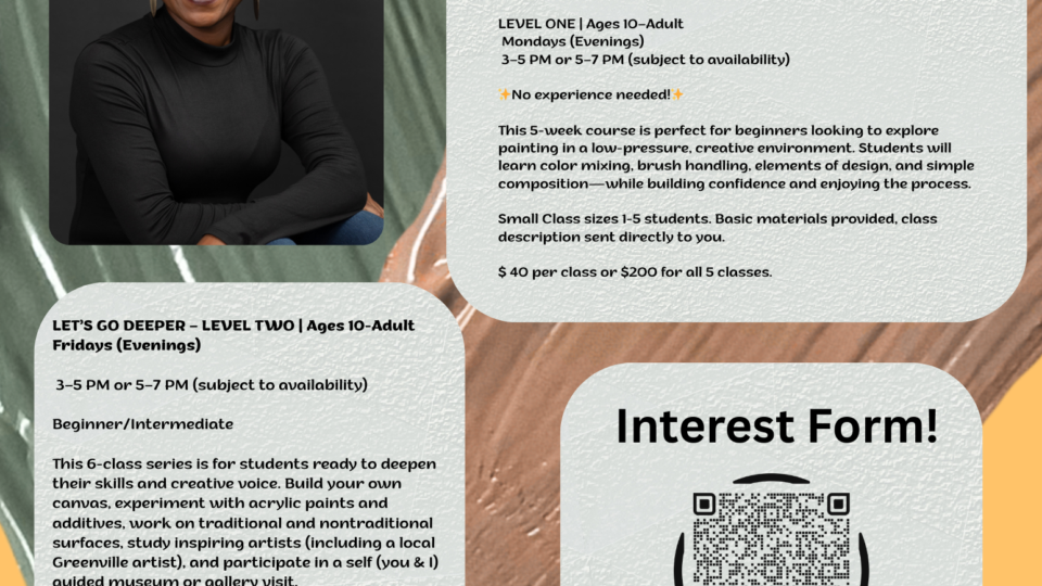 Acrylic painting class advertisement.