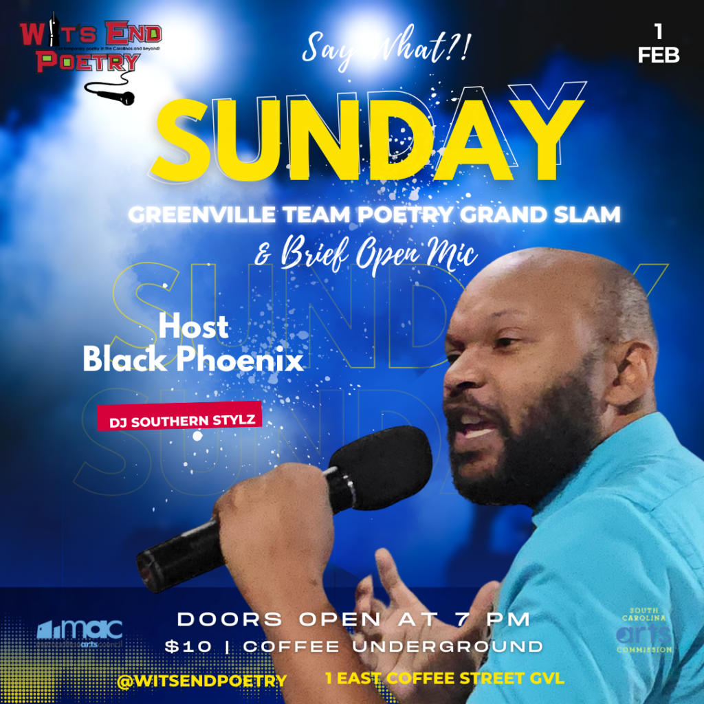 Poetry event announcement with details