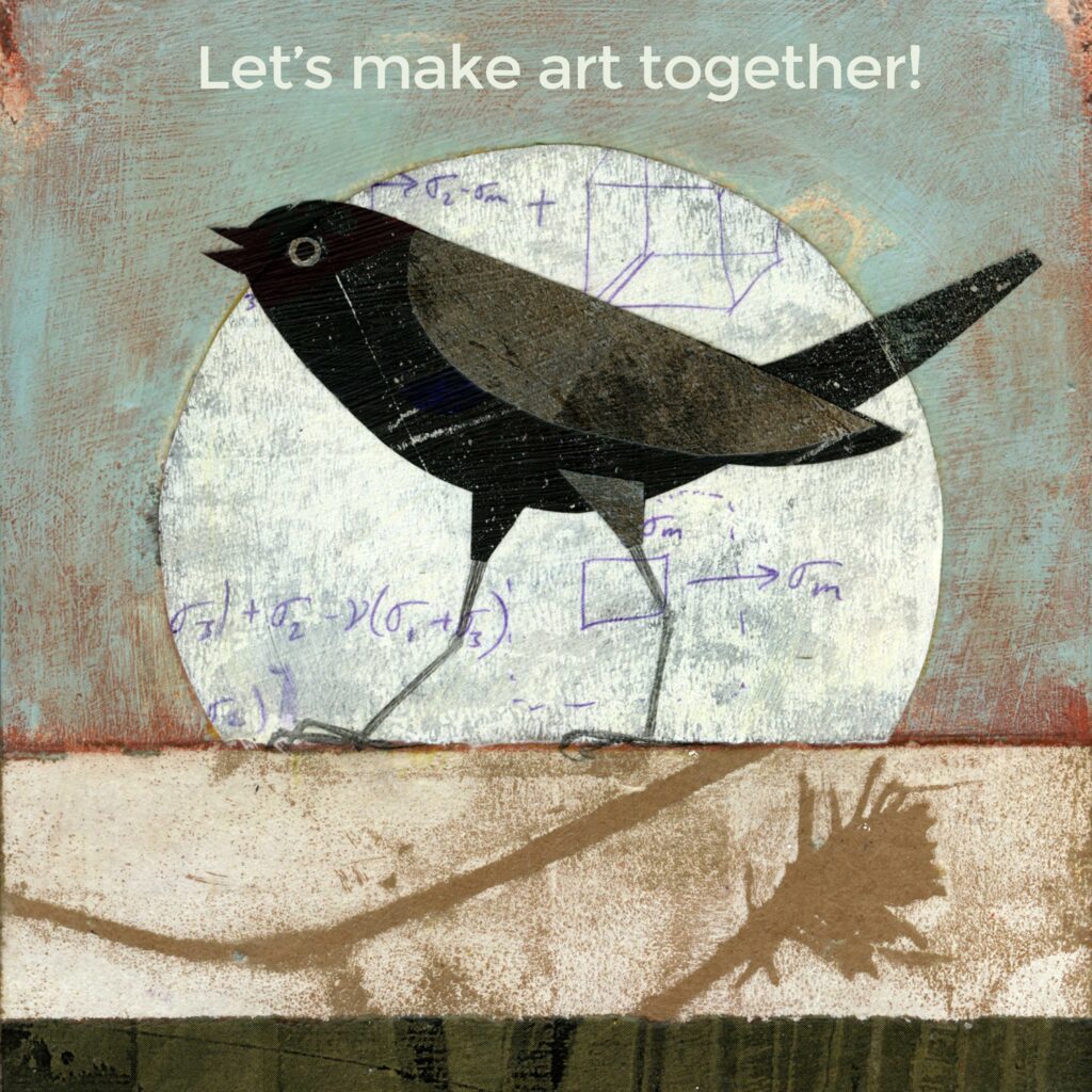 Bird illustration with artistic text