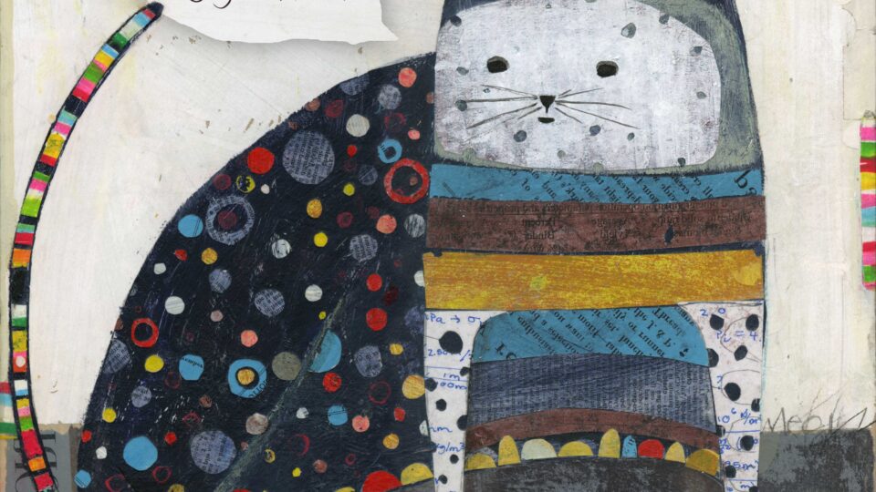 Colorful cat encouraging art collaboration