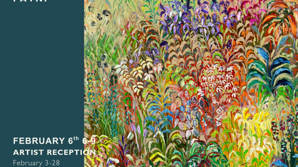 Colorful floral art exhibition announcement
