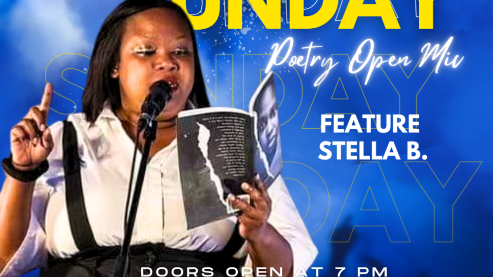 Poetry open mic event announcement.