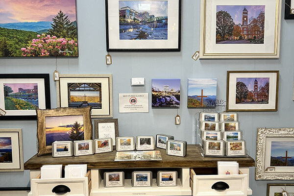 Art gallery displaying various artworks.