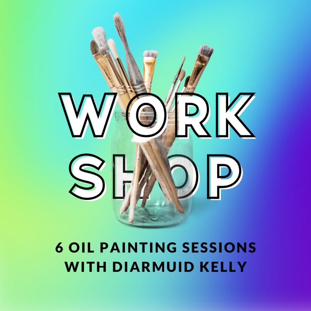 Art workshop with painting tools