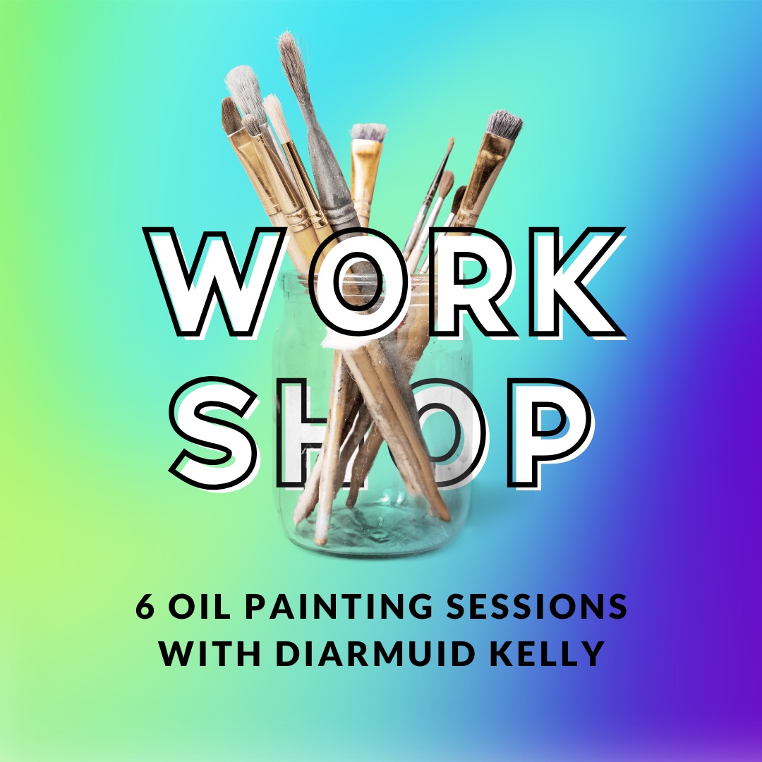 Art workshop with painting tools