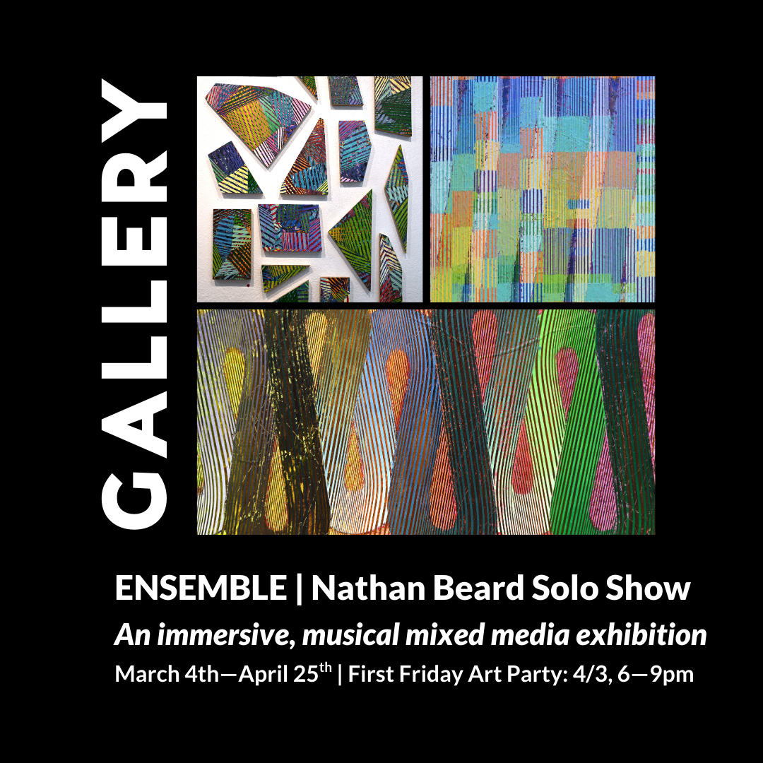 Art exhibition announcement with vibrant visuals