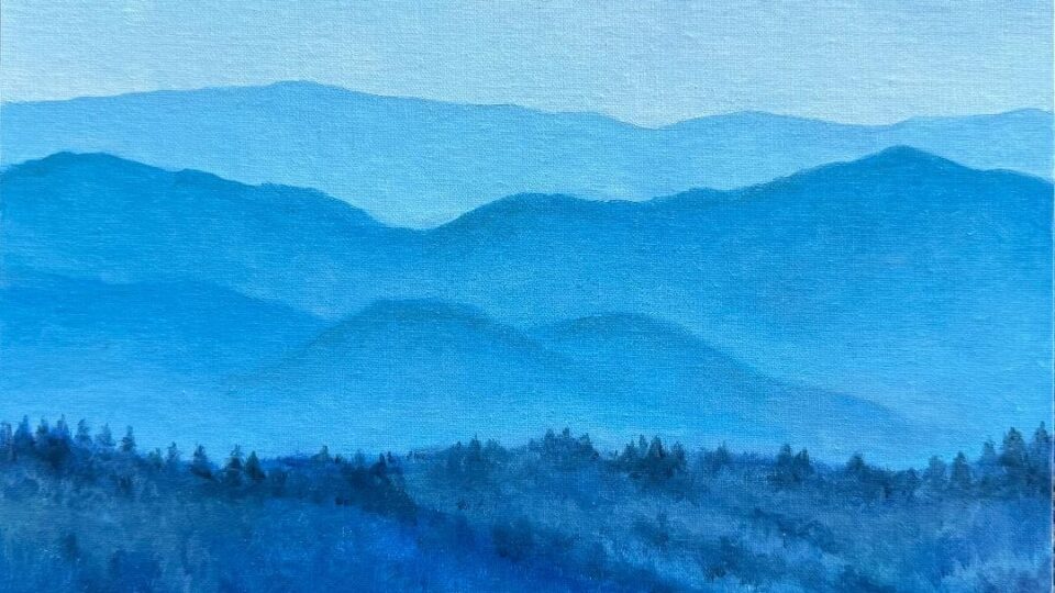 Blue mountain landscape with soft gradients