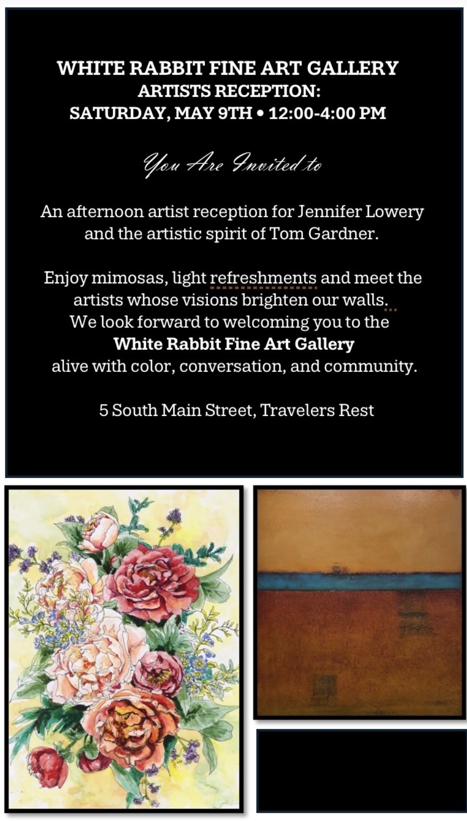 Art gallery reception invitation with details