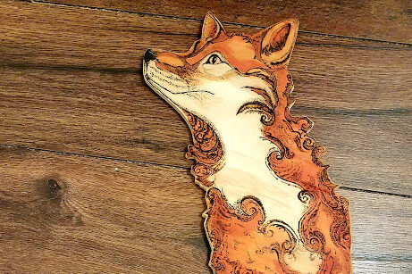 wood cutout of a fox