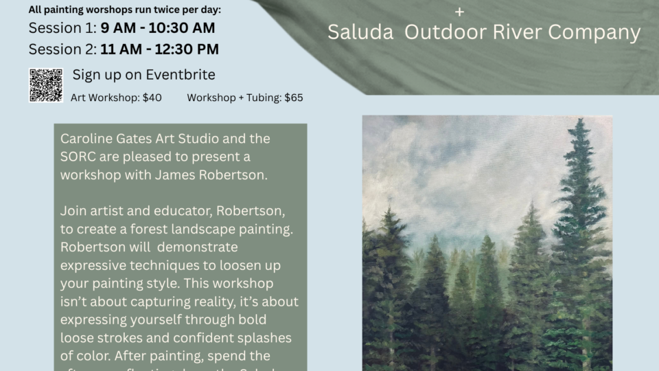 Acrylic painting workshop on river.