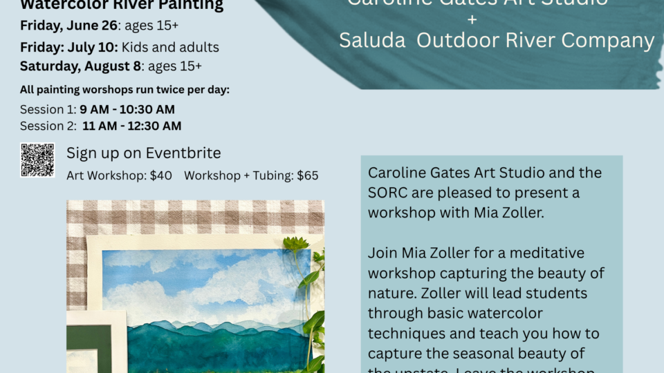 Watercolor painting workshop announcement.