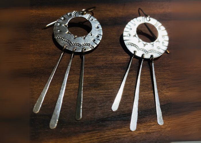 Metallic boho-style earrings with tassels