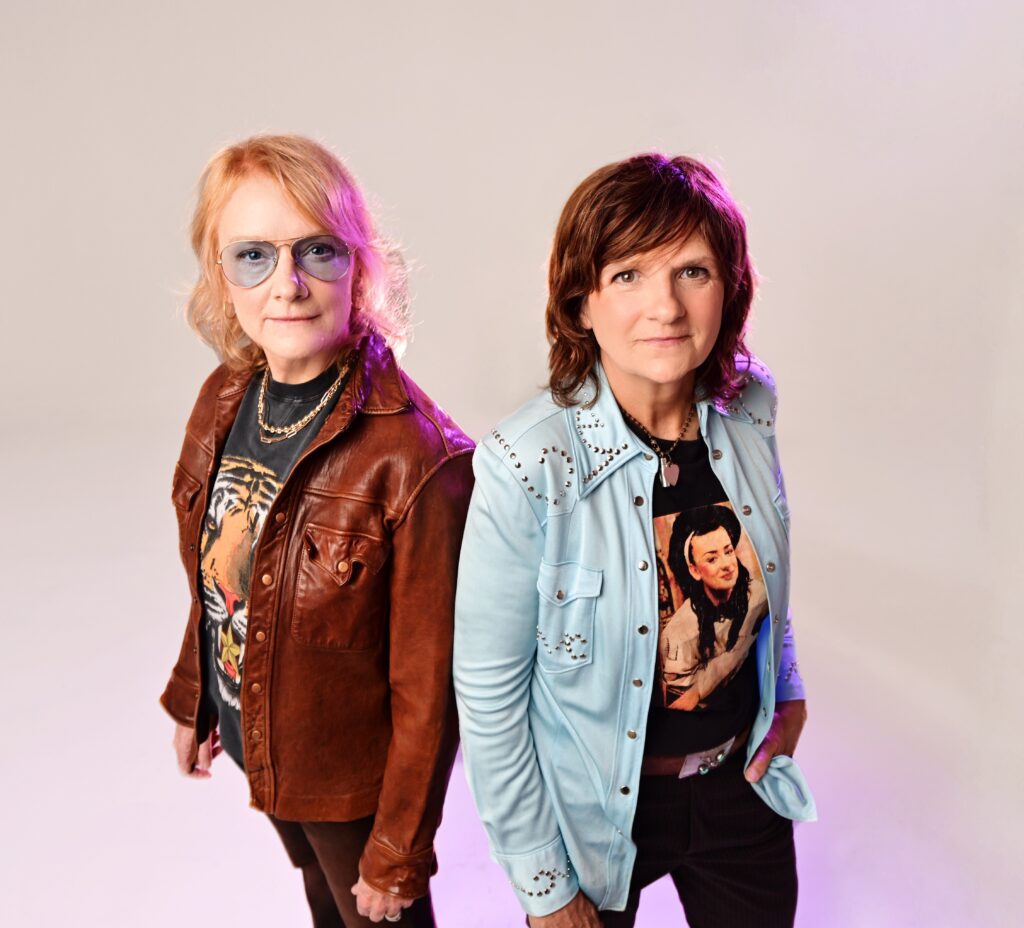 Two women in stylish retro outfits