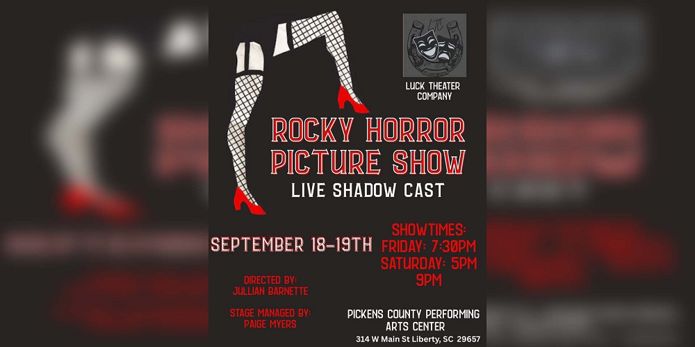 Rocky Horror Picture show poster with showtimes and date