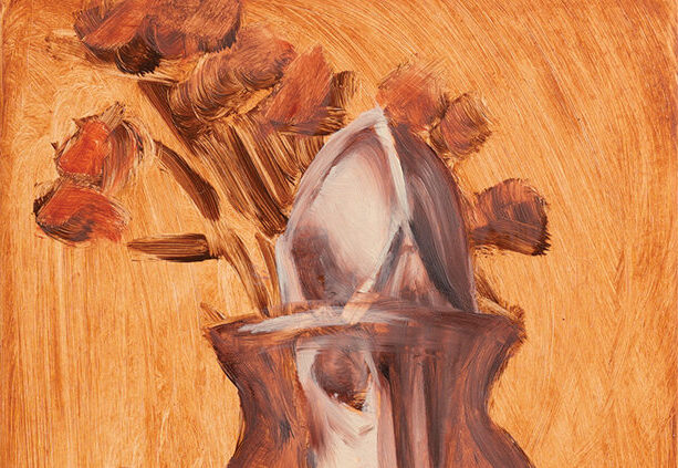 Abstract vase with flowers painting