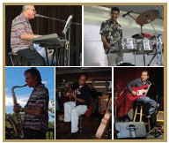 Musicians performing together on stage