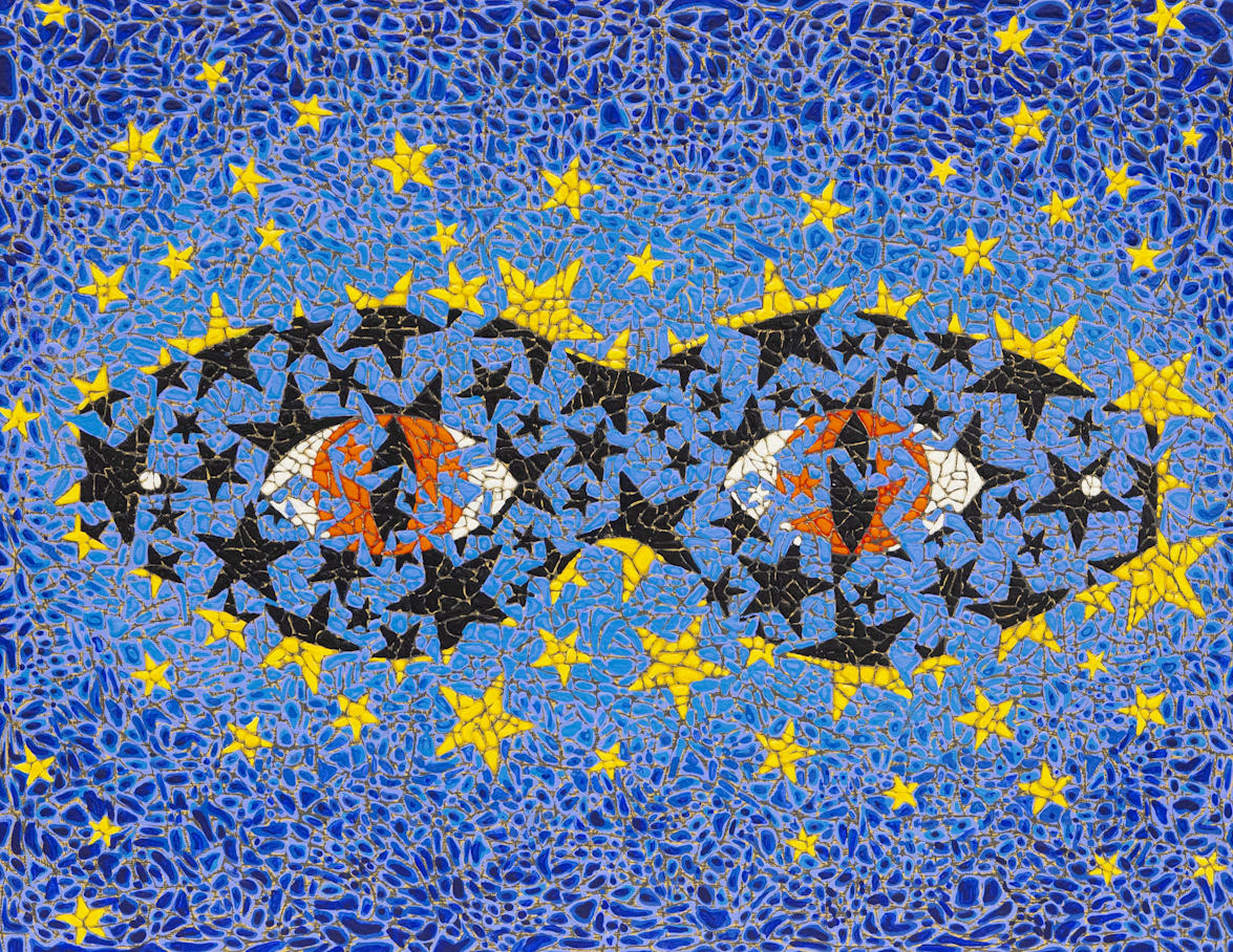 Colorful mosaic of stars and patterns