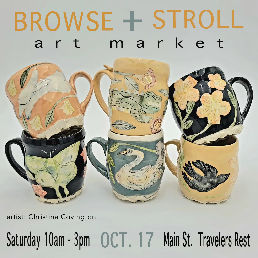 Art market featuring decorative mugs