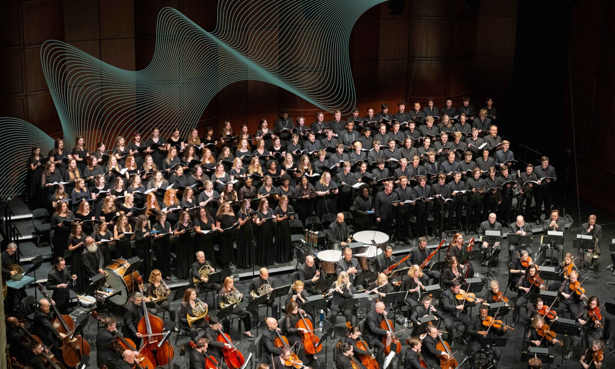 Large choir and orchestra performance
