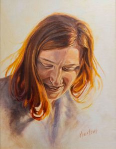 a painting of a woman with red hair