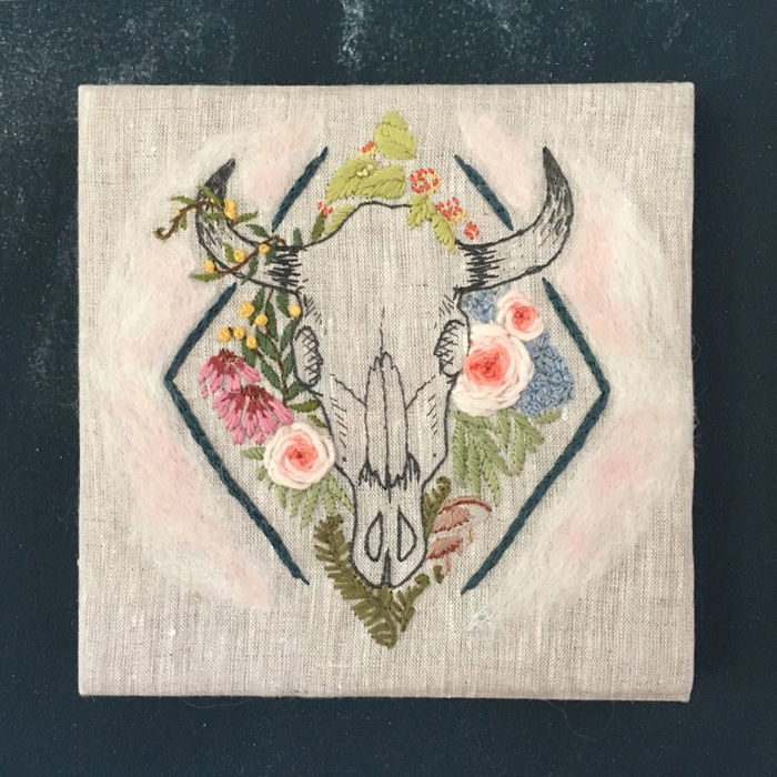 Hand embroidery and felting
8 x 8 inches