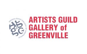 a logo with red text