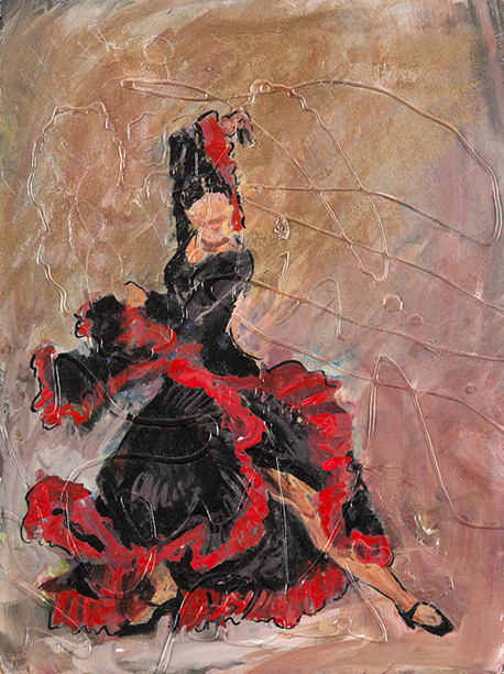 a painting of a woman dancing