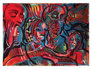 a colorful painting of people