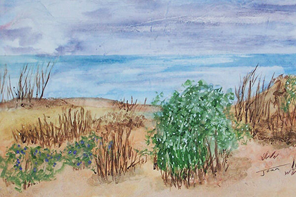 a painting of a desert landscape