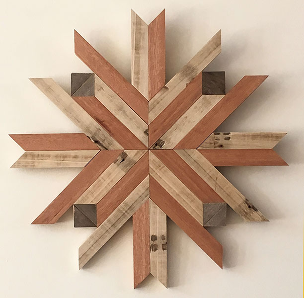 Reclaimed mahogany, poplar and maple
20 x 20 inches