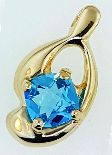 14k gold & blue topaz
1 x 1/2 inch
