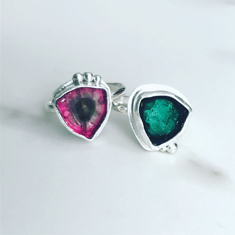 Tourmaline & sterling silver
1 x 1 inch