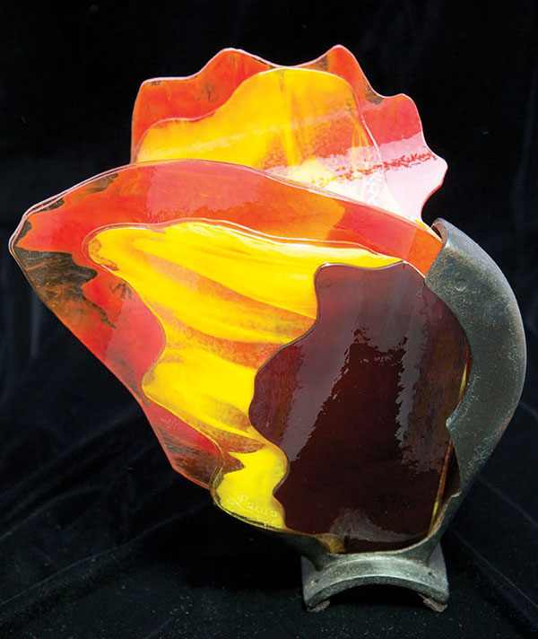 Fused & slumped glass with found iron
12 x 12 x 6 inches
