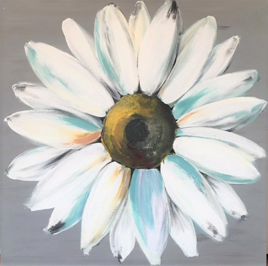 a painting of a white flower