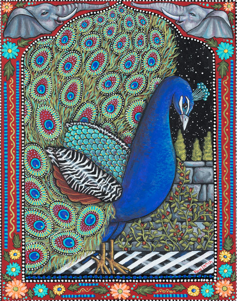 a painting of a peacock