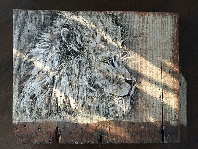 Charcoal on barn wood
9 x 12 inches