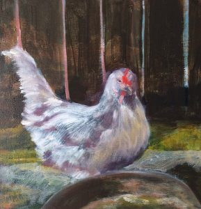 a painting of a chicken